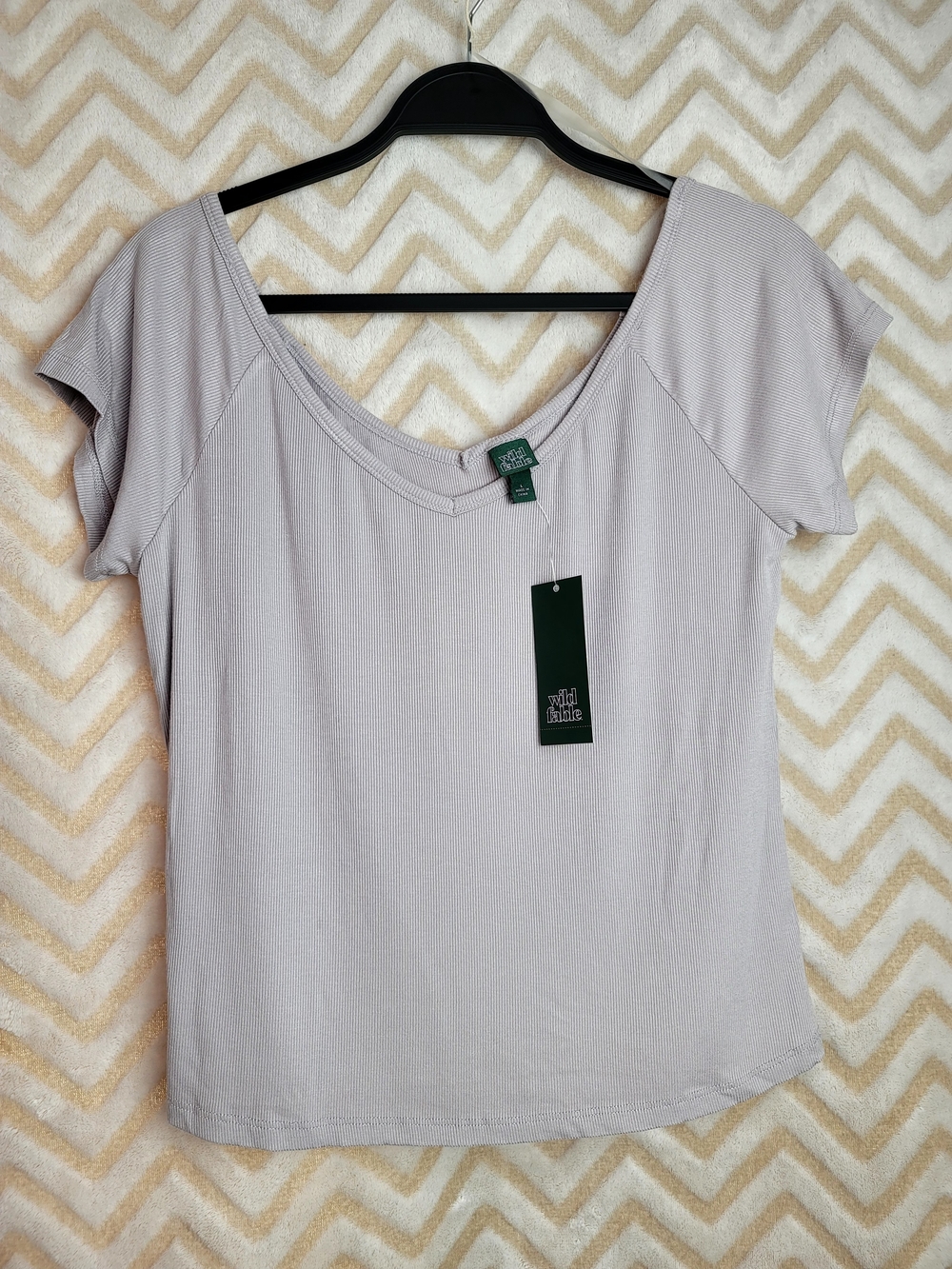 wild fable Light Lavender Scoop Neck Short Sleeve Top